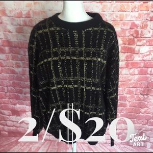 Vintage Y2K HEIDI Metallic Gold and Black Cropped Crewneck Sweater